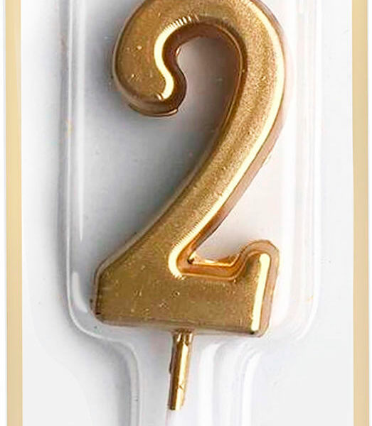 Свеча цифра 2, цвет металлик арт. СЦМ2