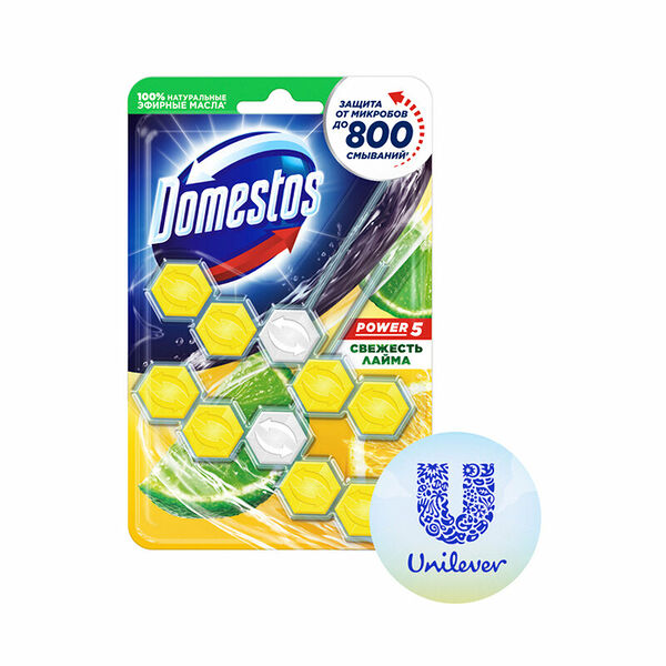 Блок для очищения унитаза Domestos Power 5 Свежесть Лайма, 2 шт х 55 г