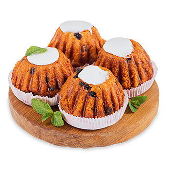 Ромовая баба с изюмом в белой глазури, «Рузский хлебозавод», 2*125 г, Россия