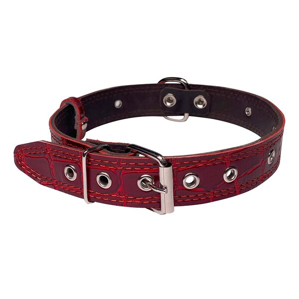Dono Della ошейник универсальный двухслойный 30 мм. х 55 см., Красный кайман