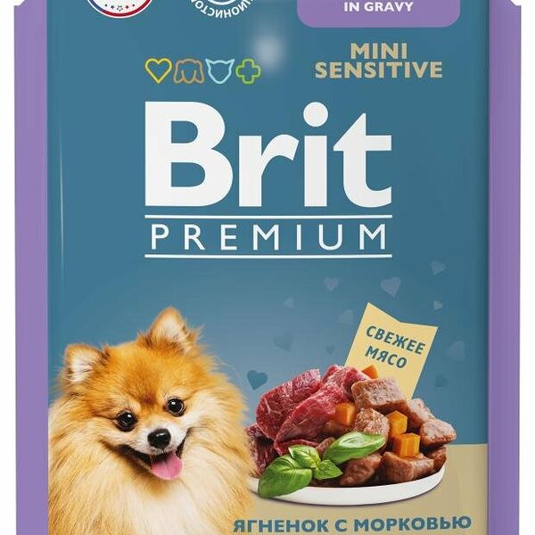 Влажный корм для собак с чувствительным пищеварением Brit ягненок с морковью