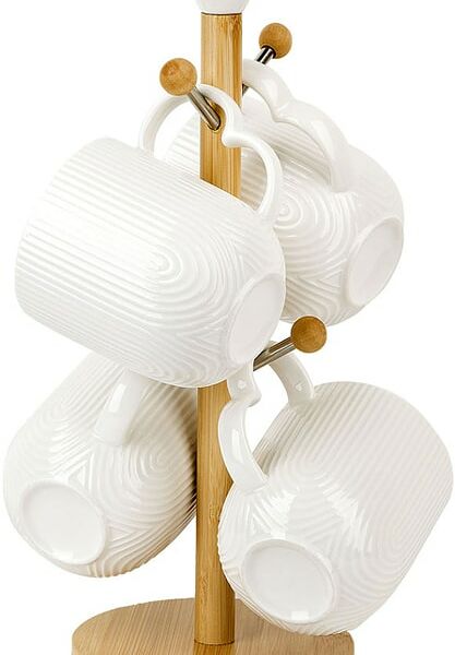 Набор кружек Nouvelle Home Naturel на подставке 340мл 4шт