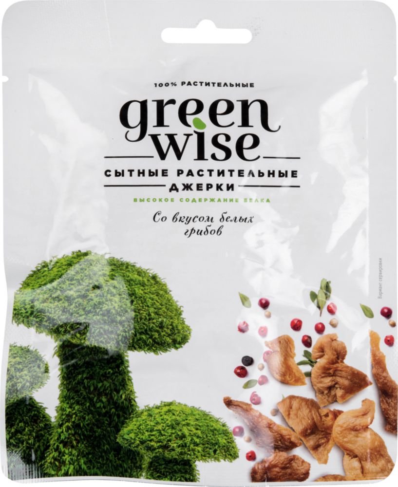 

Джерки растительные сытные Green Wise со вкусом Белых грибов 36 г