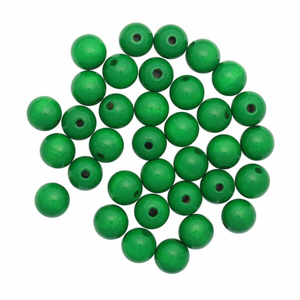 61655007 Бусины деревянные, 12мм, 28шт, зеленый (Сертификат FSC)