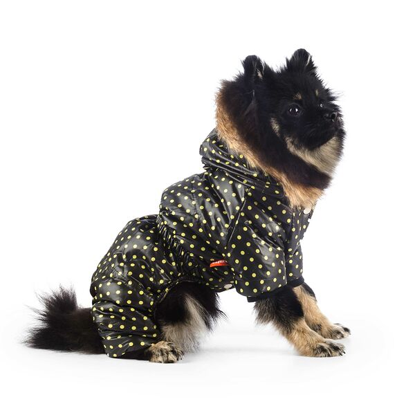 Комбинезон с меховым капюшоном для собак S черный (унисекс)