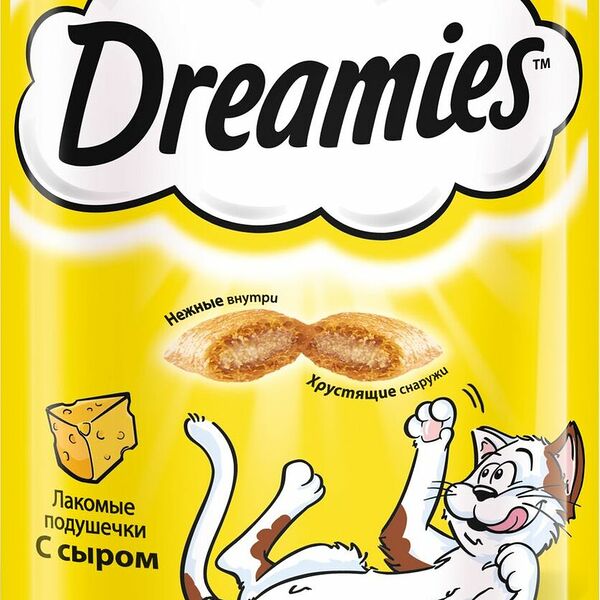 Лакомство для взрослых кошек Подушечки Dreamies с сыром