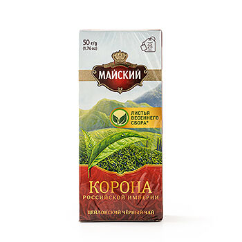 Чай черный Майский Корона Российской Империи в пакетиках, 25 шт., 50г