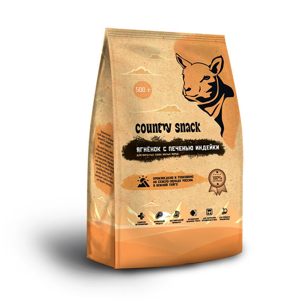 Корм сухой для взрослых собак Country snack для малых пород, ягненок с печенью