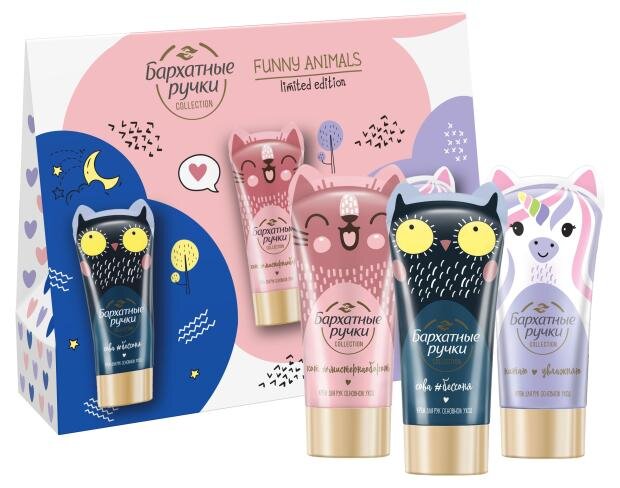 

Подарочный набор Бархатные ручки Funny Animals дизайн с ушастыми героями 45 мл x 3 шт