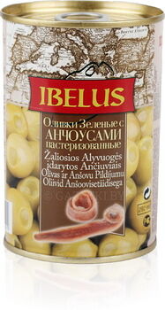 Оливки зеленые Ibelus с анчоусами пастериз 280г