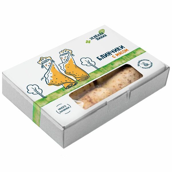 Блинчики с мясом замороженные Зелёная Линия 380 г