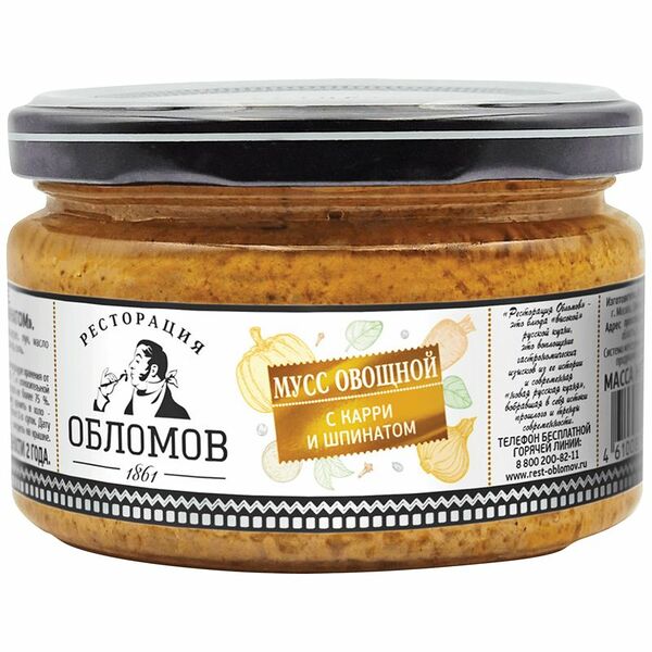 Мусс овощной Ресторация Обломов карри шпинат, 230 г