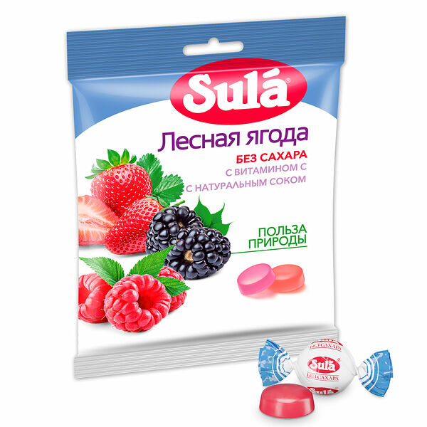 Леденцы без сахара Лесная ягода Sula с витамином С