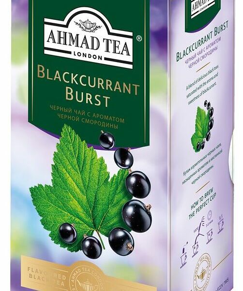 Чай черный Ahmad Смородиновый взрыв со вкусом и арматом черной смородины, р/п с ярлыком 25 х1,5 г в фольге