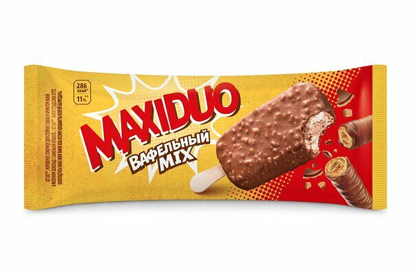 Мороженое Эскимо Maxiduo Вафельный Mix 63 г(Продукт замороженный)