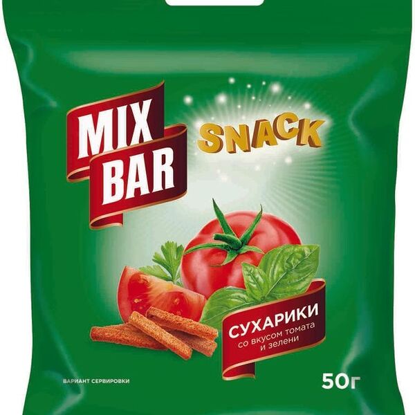 Сухарики Mix Bar ржано-пшеничные со вкусом томата и зелени