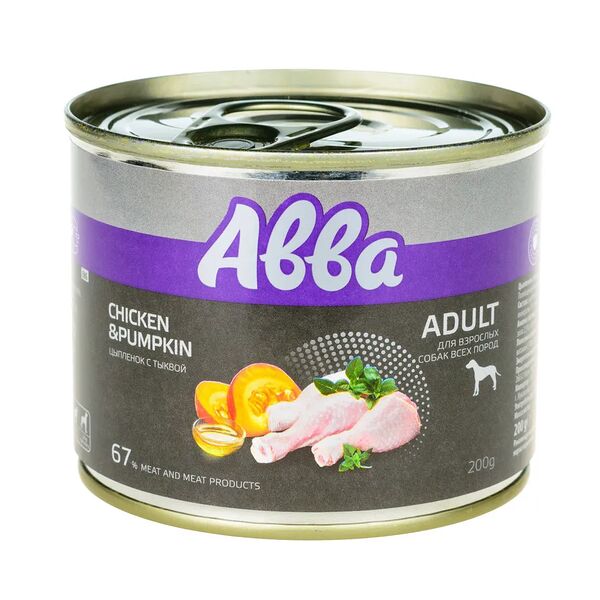 Консервы для взрослых собак всех пород с цыпленком и тыквой
