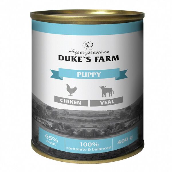 Корм для щенков DUKE'S FARM Паштет из курицы с телятиной банка