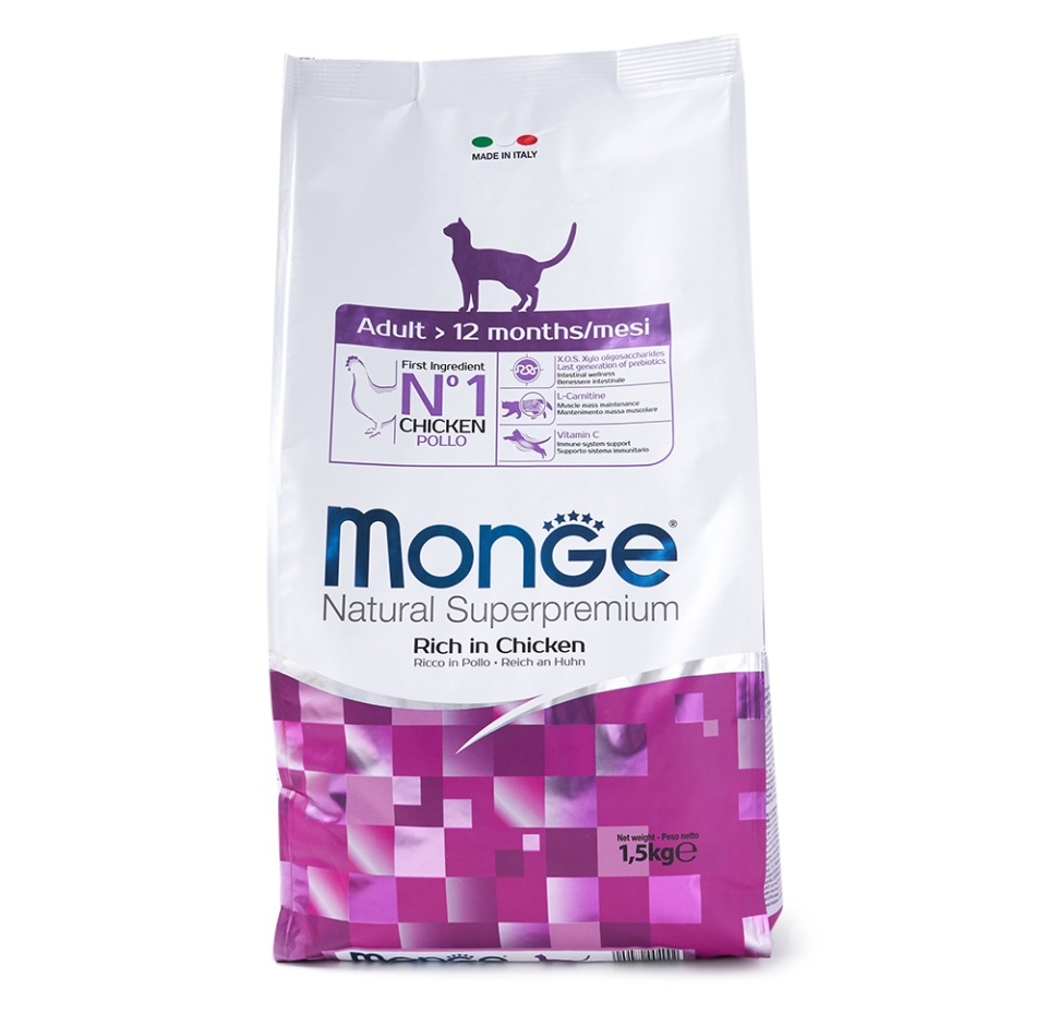 

Сухой корм для кошек Monge Cat Adult Курица 1,5 кг