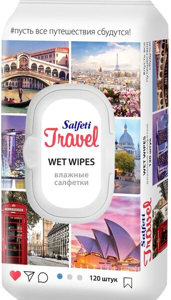 Влажные салфетки Salfeti Travel mix 120шт в ассортименте