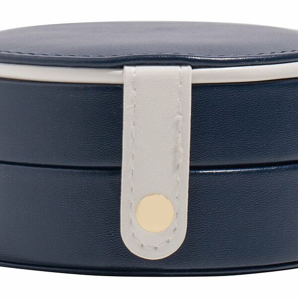 RONDA Шкатулка для украшений, экокожа, синий с белым, круглая