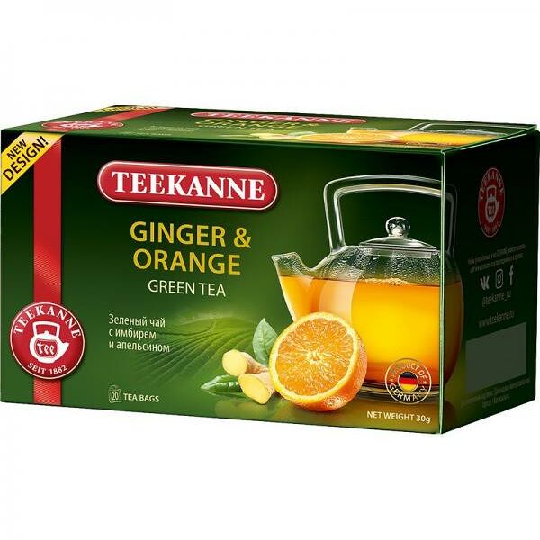 Чай зеленый TEEKANNE ДЖИНЖЕР ОРАНЖ / GINGER-ORANGE вес 20*1,5г