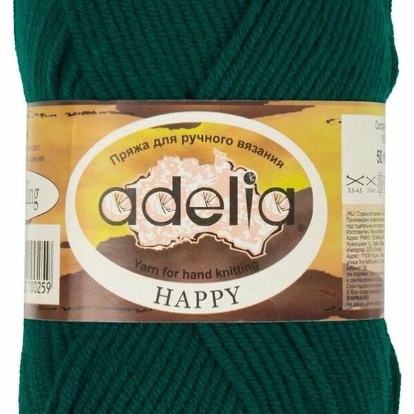 Пряжа Adelia Happy изумрудная, 50 г
