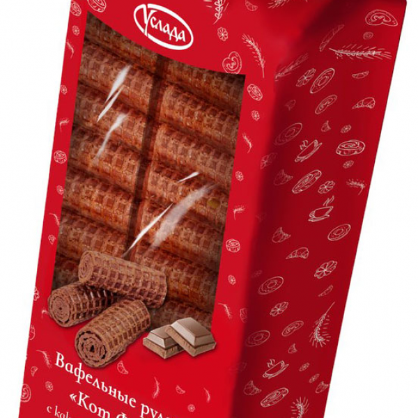 Вафельный рулет Услада Кот Федот с какао и ароматом шоколада
