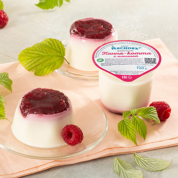 Десерт сливочный Панна-котта с малиной 10% МясновЪ Ферма