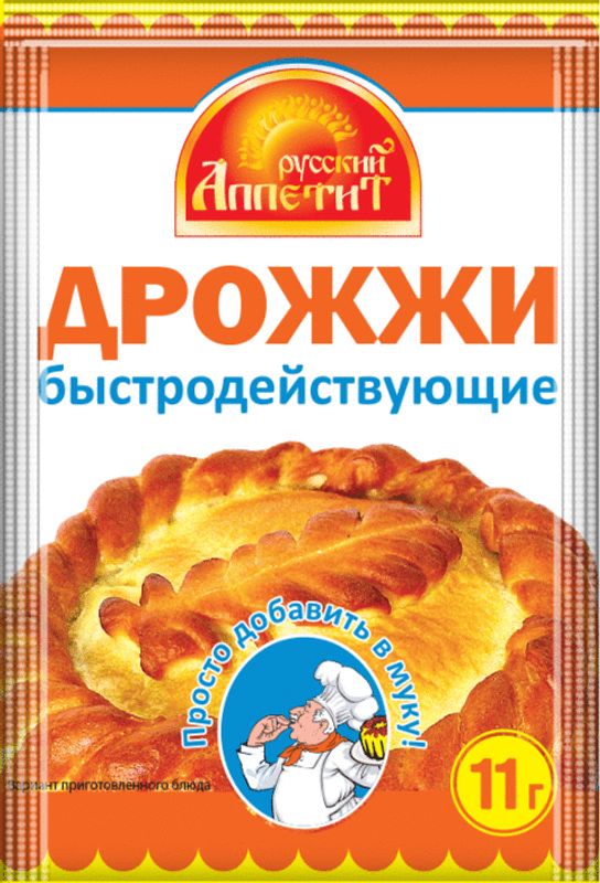 

Дрожжи хлебопекарные Русский Аппетит сухие быстродействующие 11г