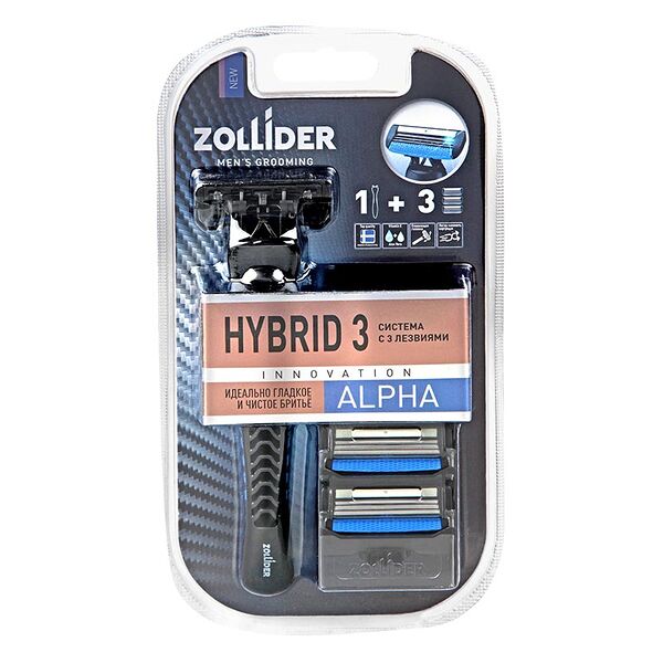 Станок для бритья Zollider Hybrid 3 Alpha, 3 лезвия, 3 шт