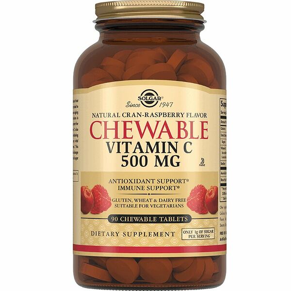 Солгар Витамин С 500мг с малин. вкусом табл. №90