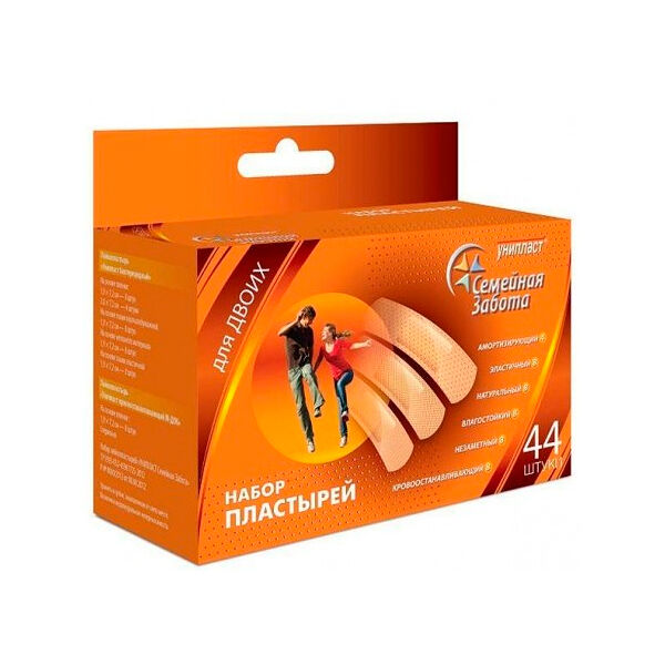 Унипласт Набор бактерицидных пластырей Семейная забота 44 шт