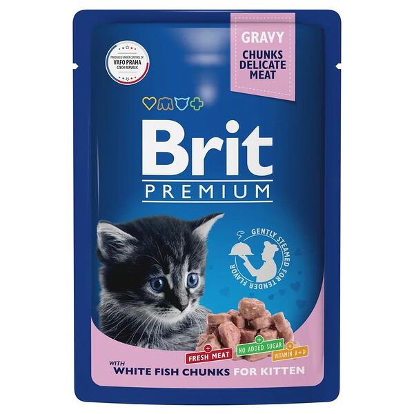 Brit Premium пауч для котят (кусочки в соусе) Белая рыба