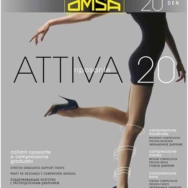 Колготки женские Omsa Attiva черные 20 Den размер XXL