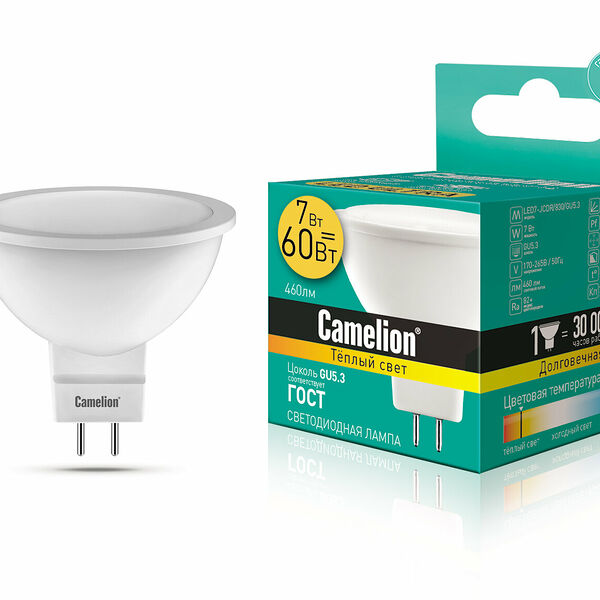 Лампа светодиодная LED7-JCDR/830 ТМ Camelion (Камелион)