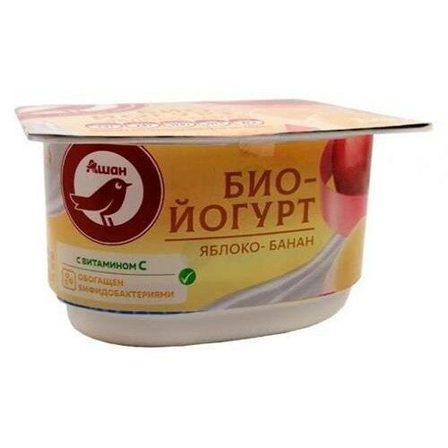 Биойогурт АШАН Красная птица яблоко/банан с витамином с 2%
