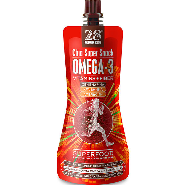Супер-снек Чиа 28 SEEDS ОМЕГА-3 Клубника-Апельсин