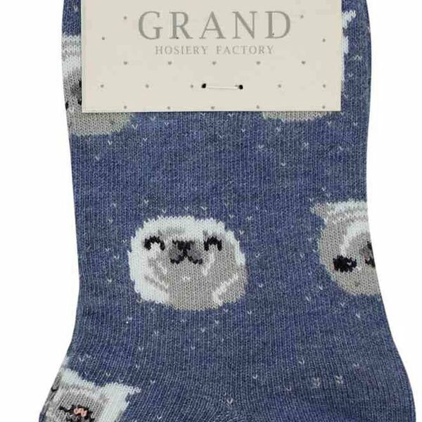 Носки детские Гранд цвет: синий меланж, рисунок: тюлень, размер 16-18 (26-28)