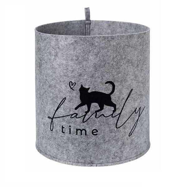 Корзина для хранения EVA Кот Family time, 18 л, 30х30х30 см, войлок, серый