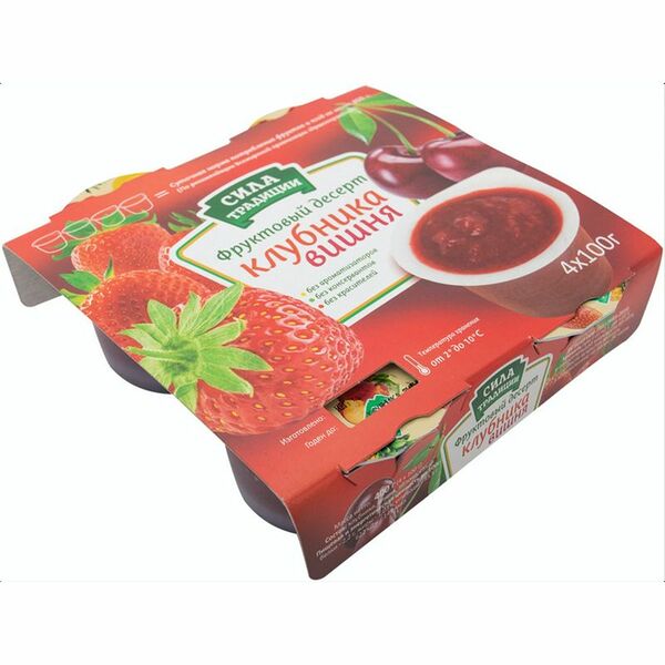 Десерт фруктовый Сила традиции клубника, вишня 4х100 г