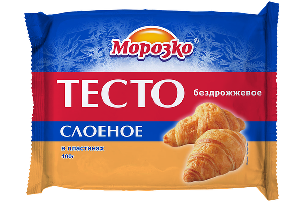 Тесто бездрожжевое Морозко слоёное в пластинах
