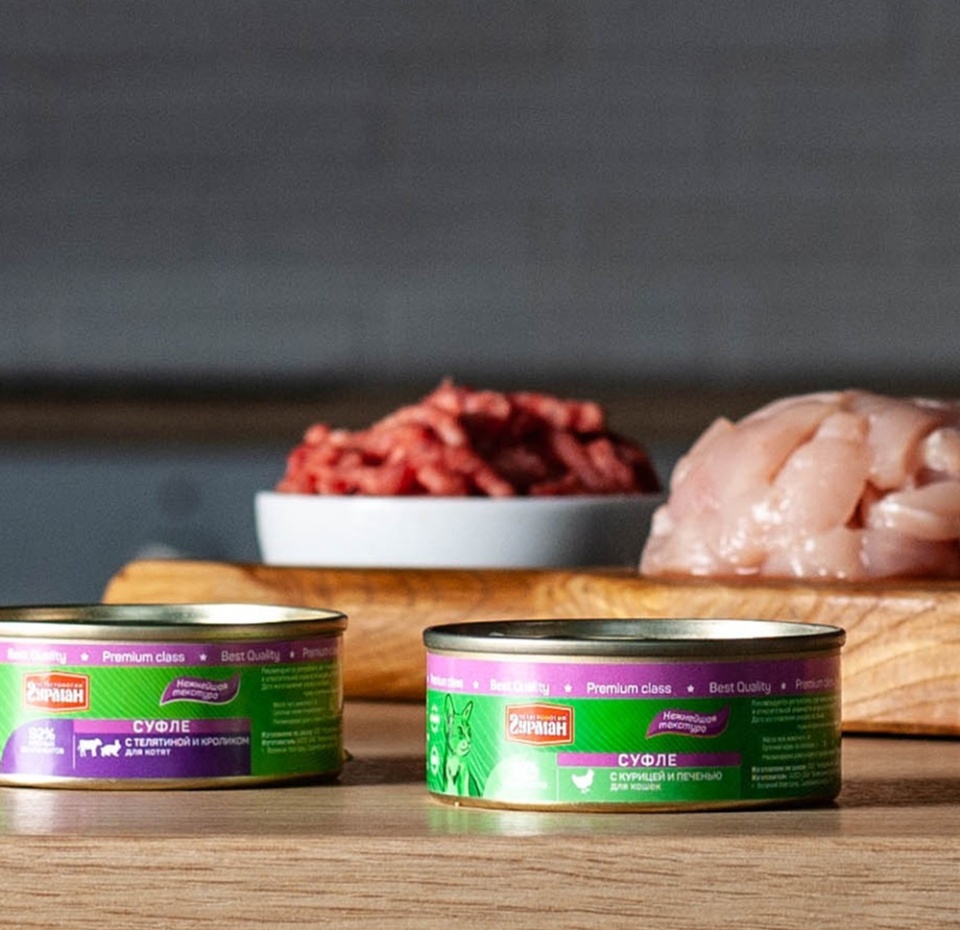 

Влажный корм для кошек Четвероногий гурман Суфле с курицей и печенью 100 г