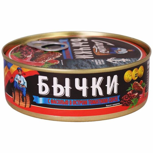 Бычки Соцпуть обжаренные с фасолью в остром томатном соусе, 240г