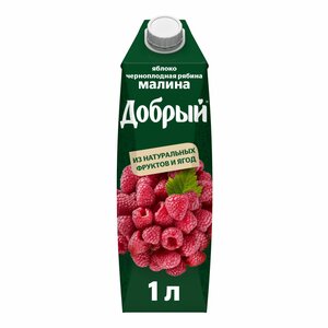Нектар Добрый яблоко-малина-черноплодная рябина, осветленный в Магнит со скидкой –32%