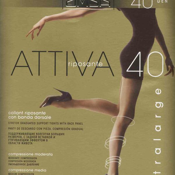 Колготки женские Omsa Attiva 40 plus size цвет: daino/ загар, размер 6, 40 den