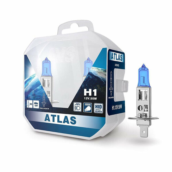 Лампа галогенная AVS ATLAS PB /5000К/ H1.12V.55W Plastic box -2 шт.