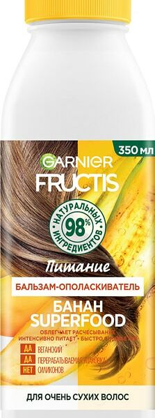 Бальзам-ополаскиватель для волос Garnier Fructis Банан Superfood Питание 350мл