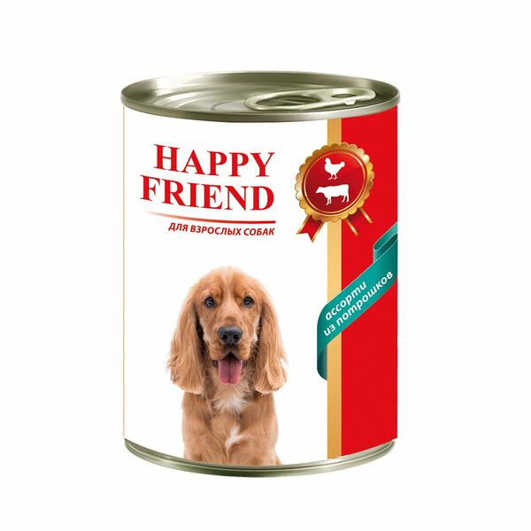 Корм для собак HAPPY FRIEND ассорти из потрошков банка