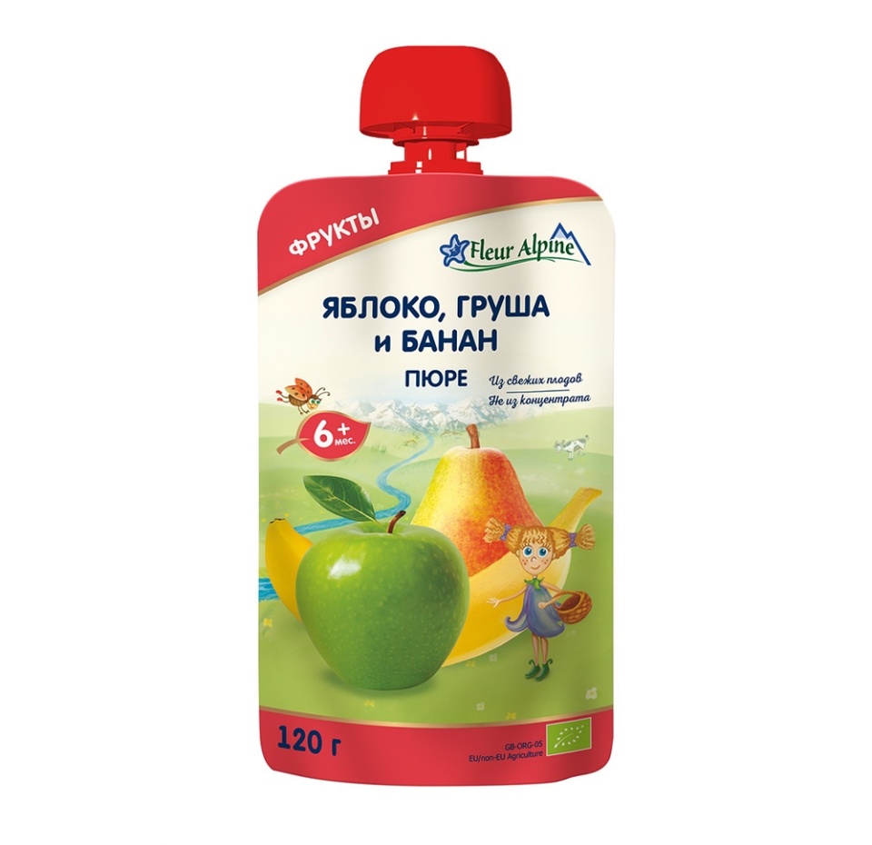

Пюре детское Fleur Alpine Яблоко груша и банан 120 г